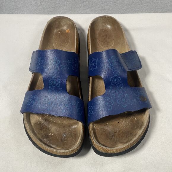 Birkenstock Betula Blue Floral Sandals Leather Slip On Shoes Womens 39 US 8 - Picture 2 of 9